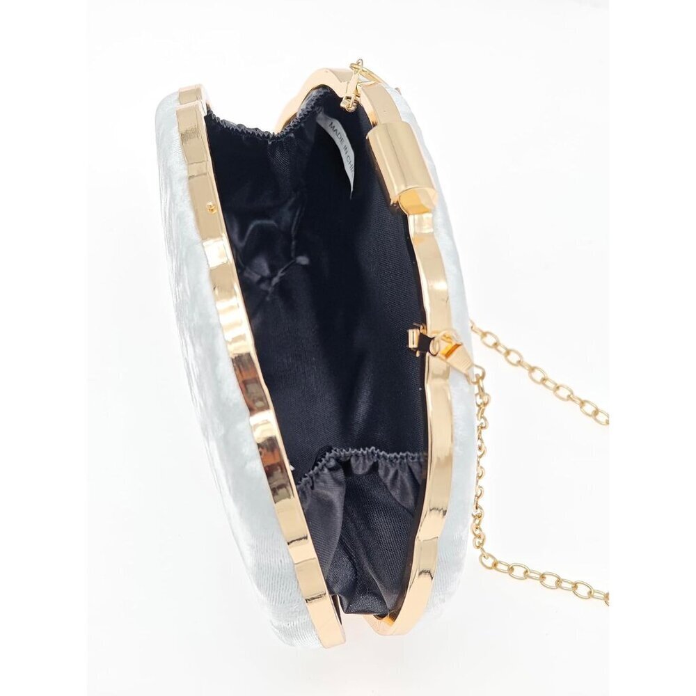 Women's Shiny Texture Clutch Purse Evening Bag Crossbody Chain Strap - Picture 5 of 6